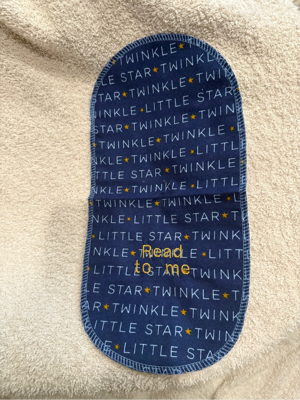 Baby Burp Cloth “Read to Me” Twinkle Little Star Navy Blue
